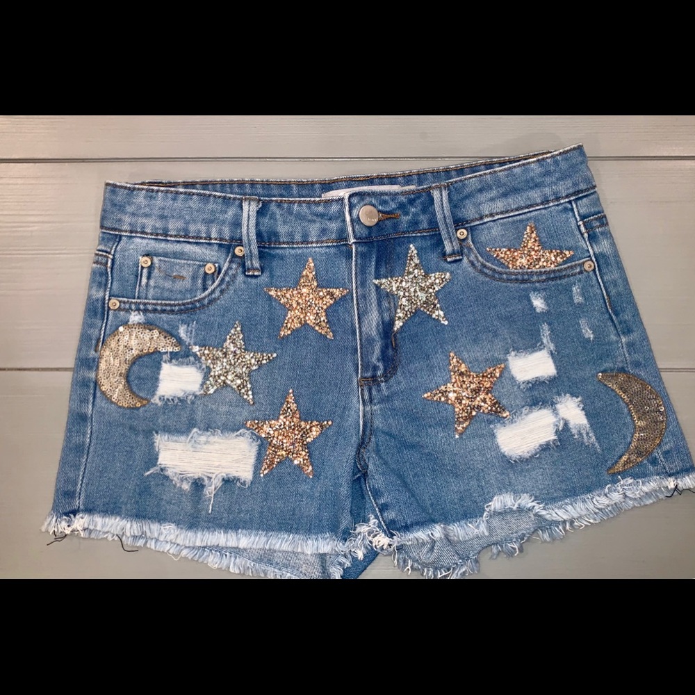 Jean Shorts-Girls-Moon and Stars